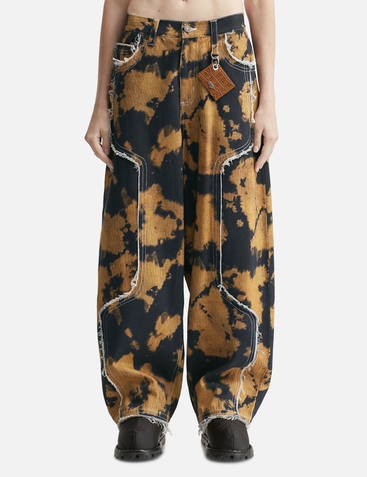 Bleached Effect Raw Edge Balloon Jeans