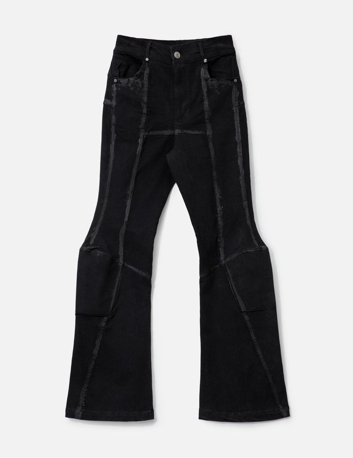 Padded Flared Painted Denim Pants