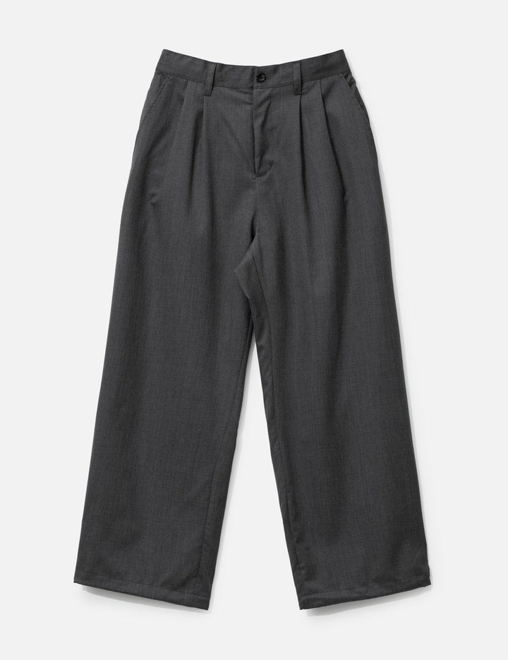 Wool Gabardine City Uniform Wide Straight Pants