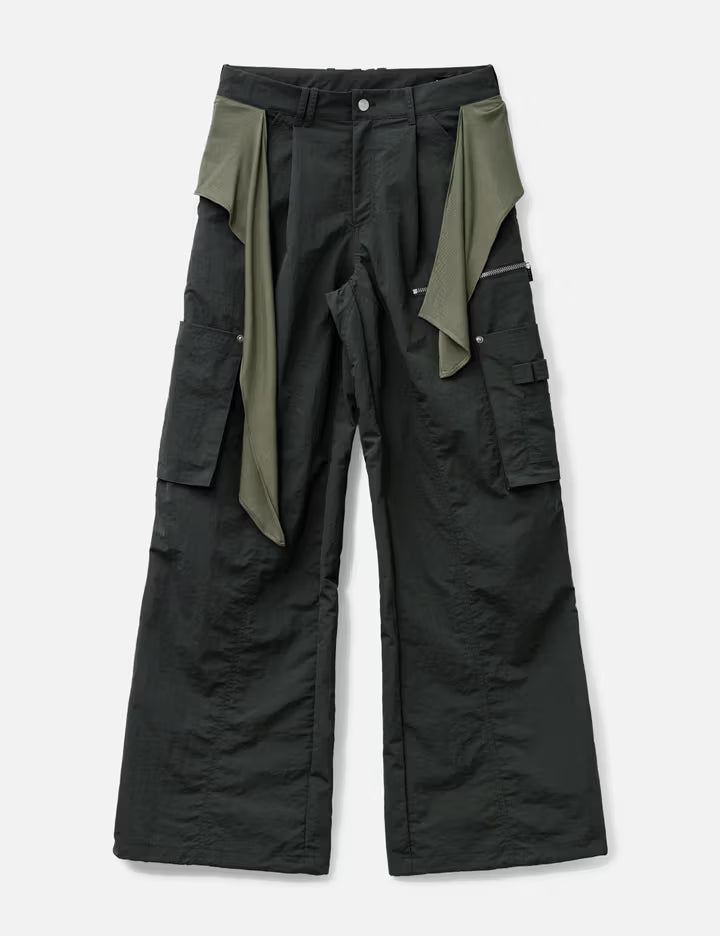 Mixed Layered Tie Jogger Pants