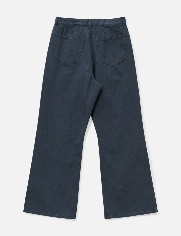 Washed Cotton Twill Loose Flared Jeans