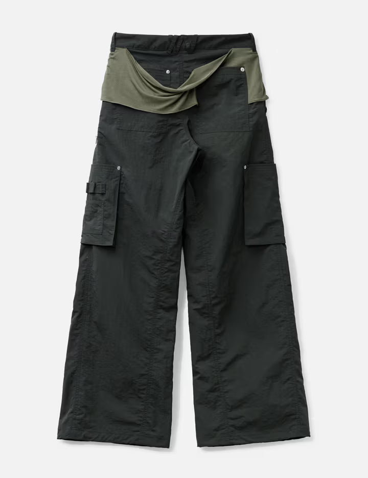 Mixed Layered Tie Jogger Pants