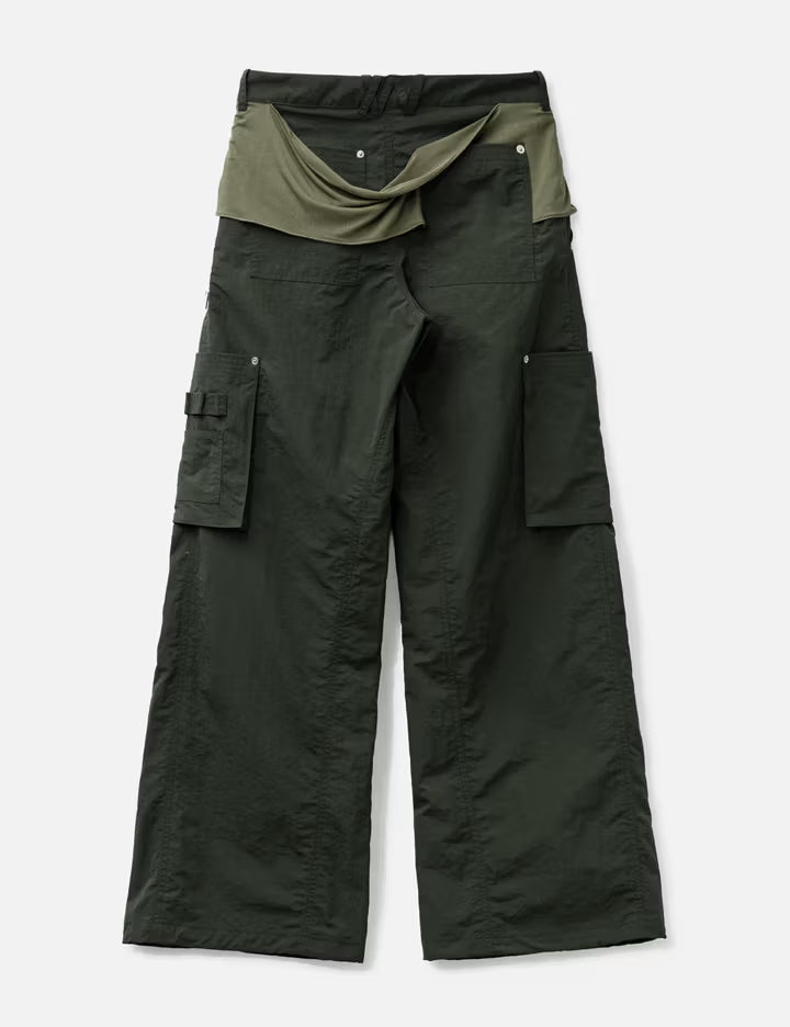 Mixed Layered Tie Jogger Pants
