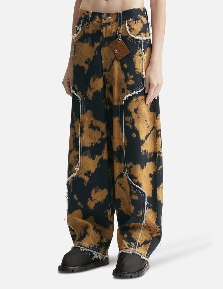 Bleached Effect Raw Edge Balloon Jeans