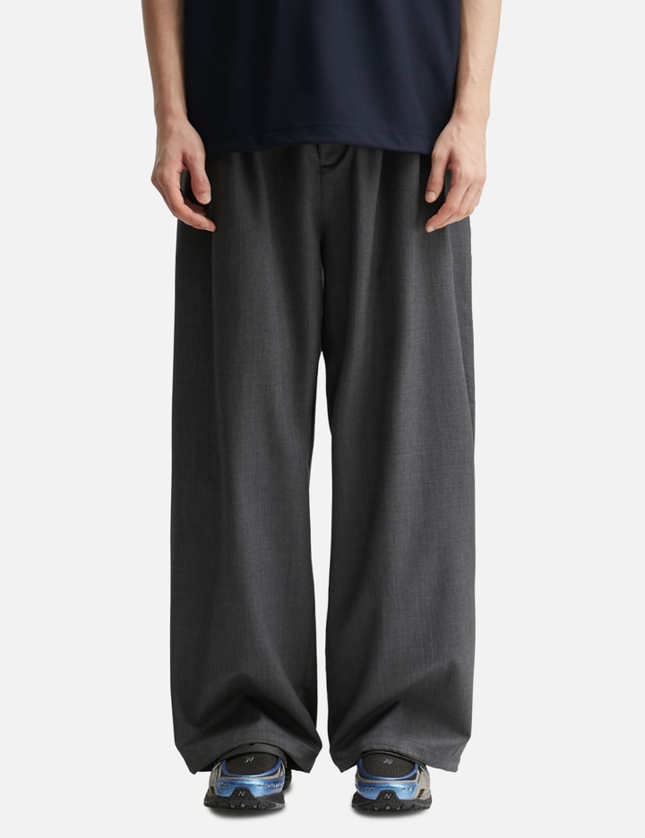 Wool Gabardine City Uniform Wide Straight Pants