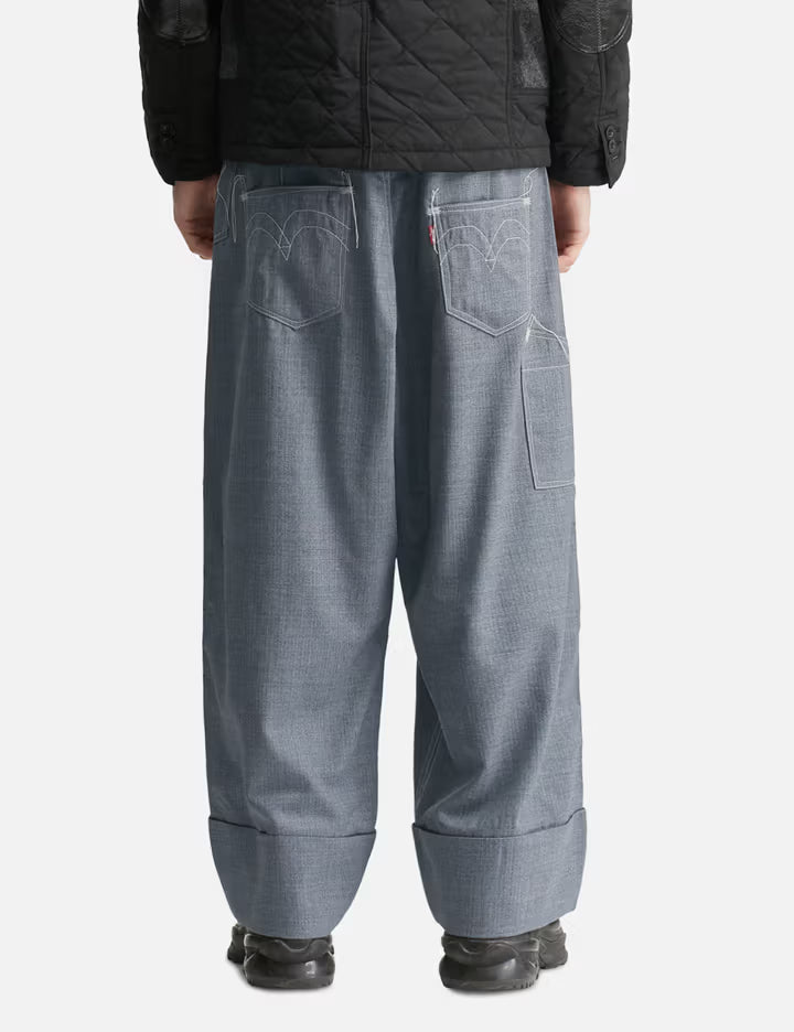 Junya Watanabe MAN X Levi's Wool Pinstriped Wide Cropped Pants