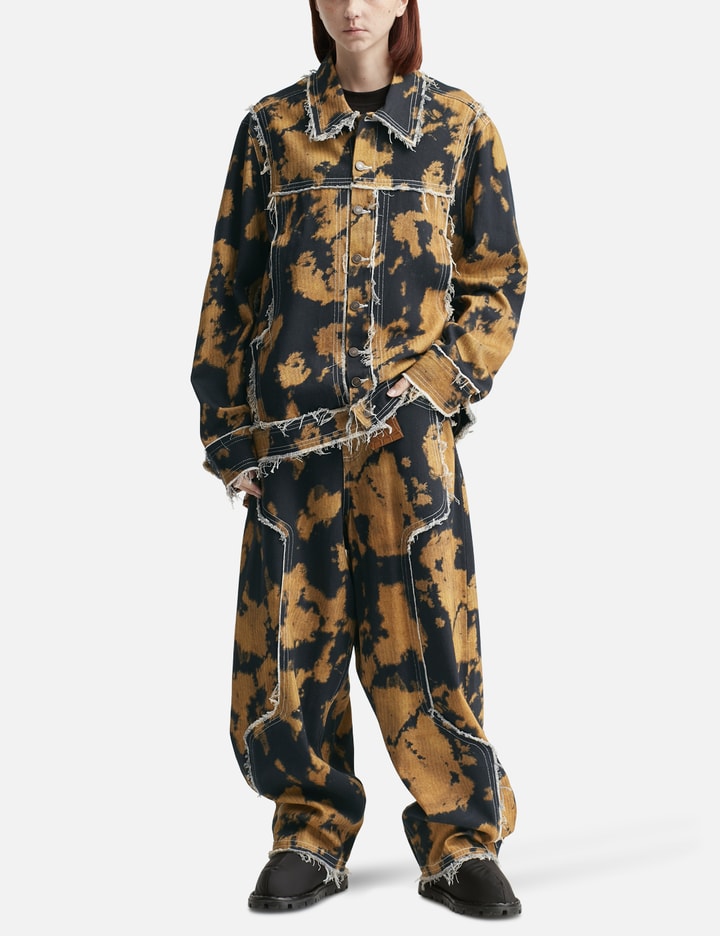 Bleached Effect Raw Edge Balloon Jeans