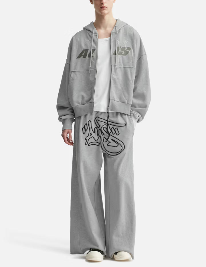 Mikheil Wide Sweat Pants With Embroidery