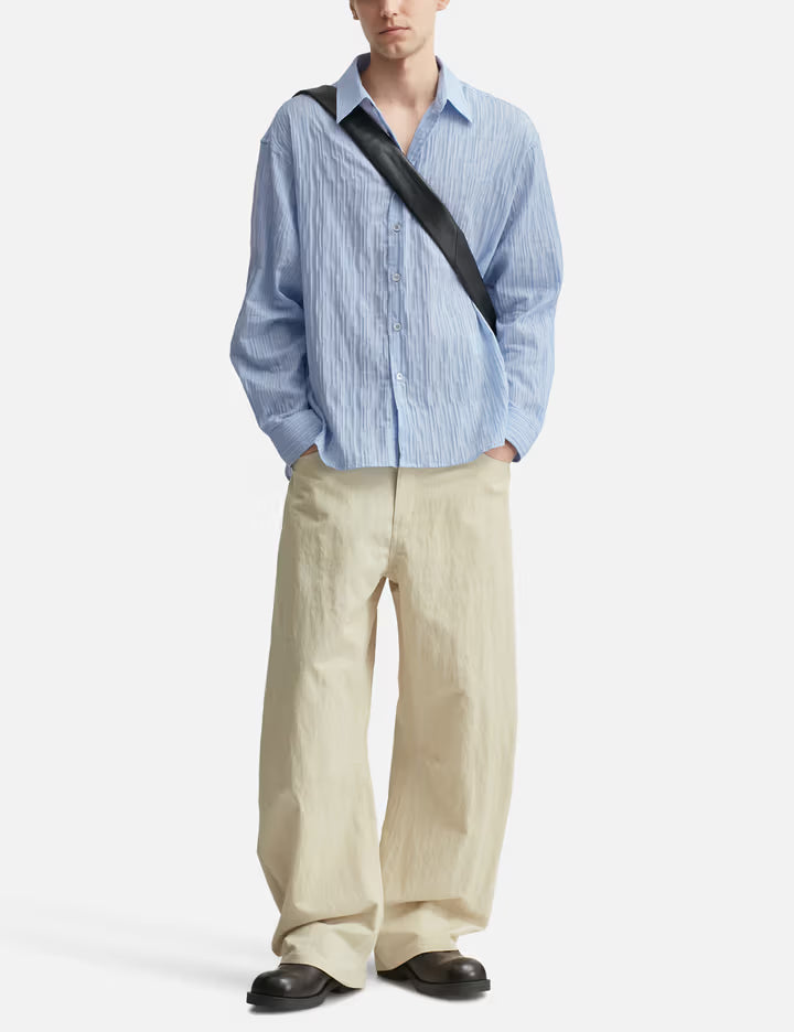 Deep Curved Cotton Blend Pants