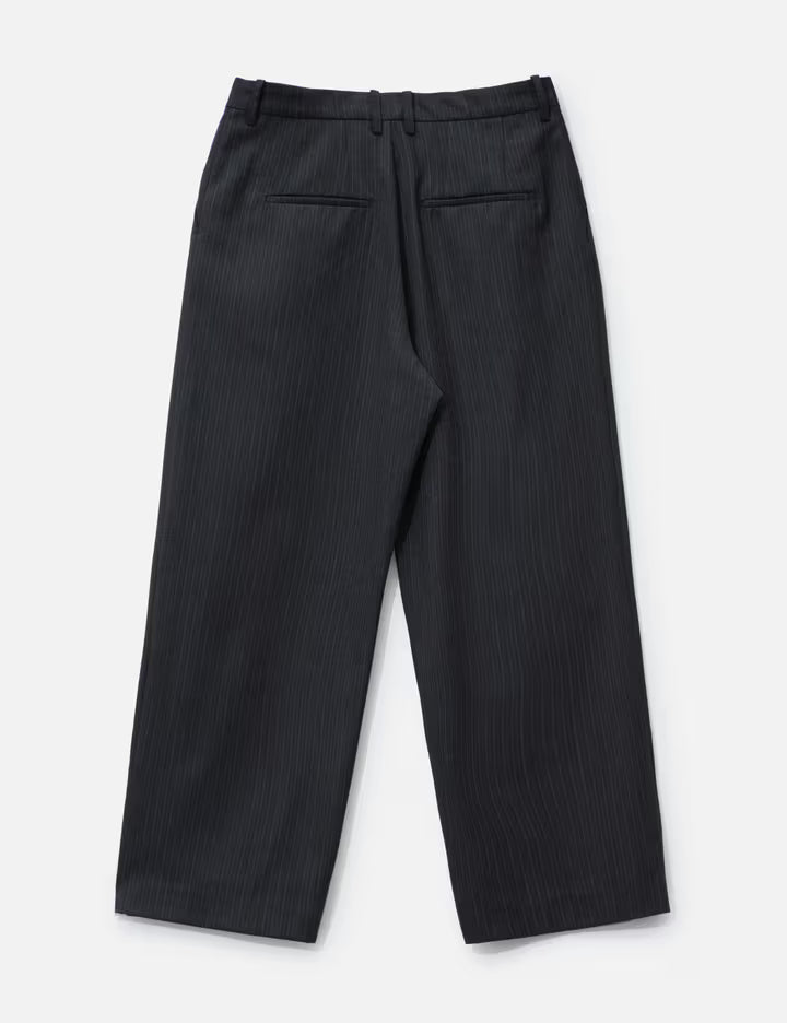 Stripe Wool Blend Pleated Trousers