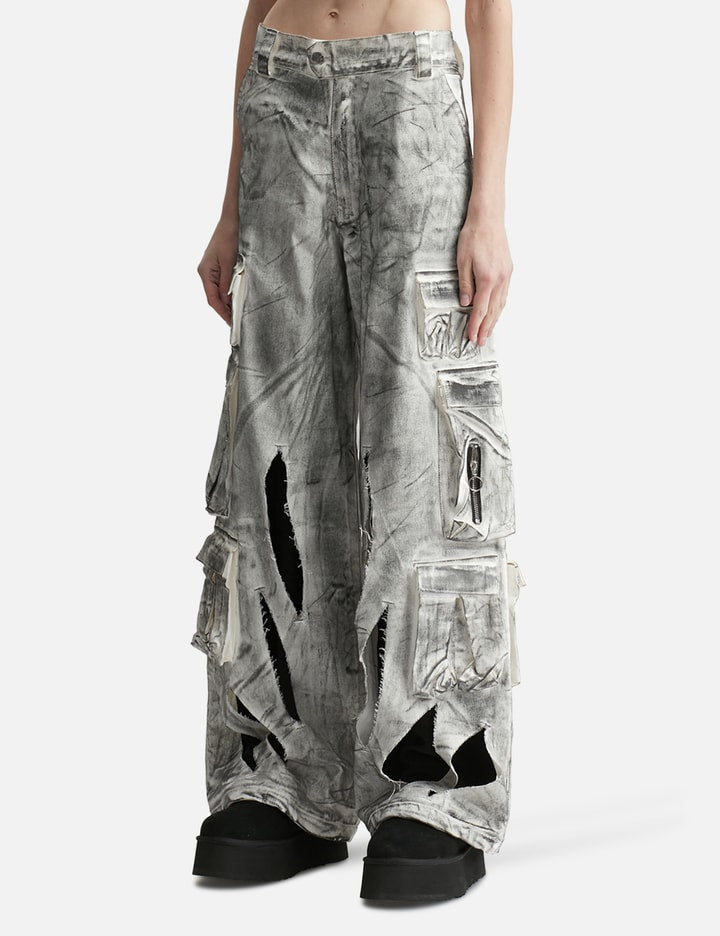 Waxed White Cargo Trousers