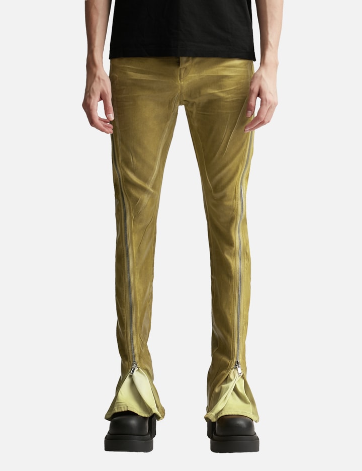 BOLAN BANANA IN OCHRE FOIL STRETCH DENIM