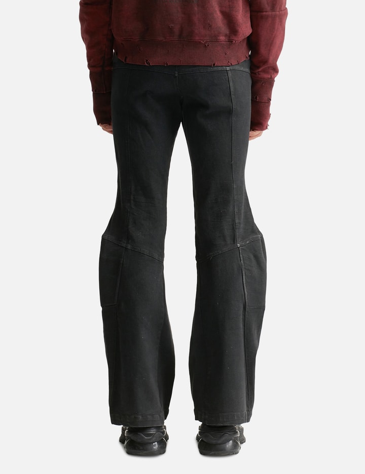 Padded Flared Black Denim Pants