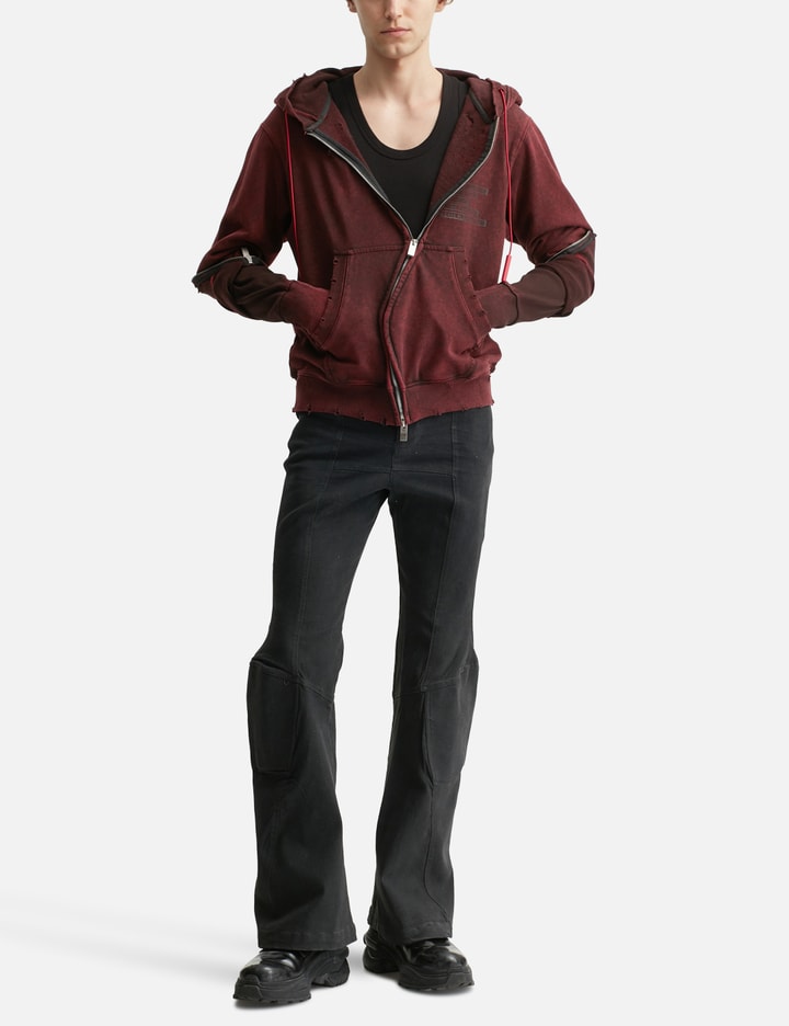 Padded Flared Black Denim Pants