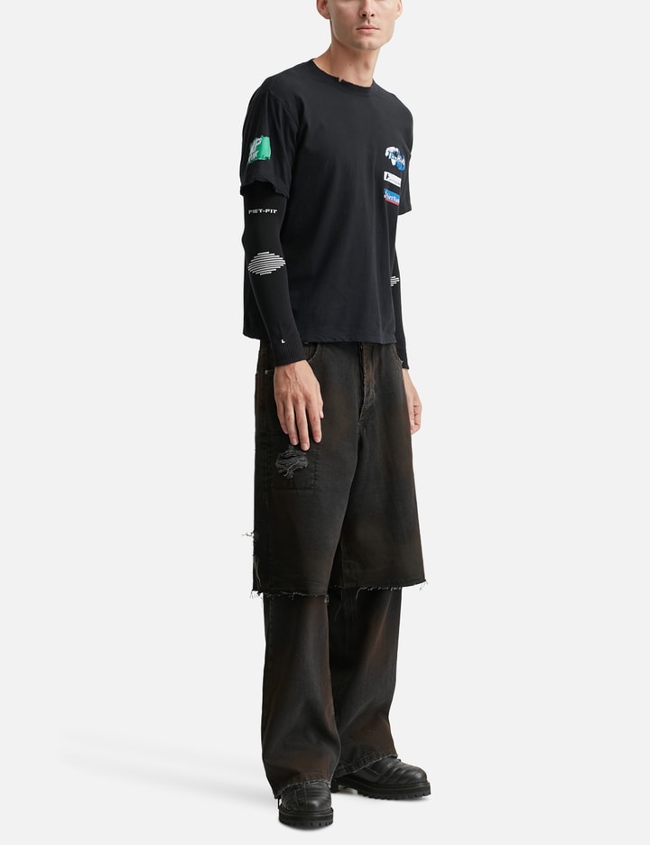 Layered Black Denim Trousers