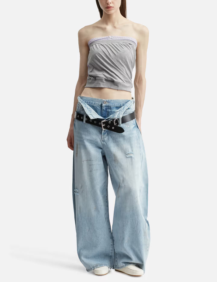 Layered Sparkle Denim Pants