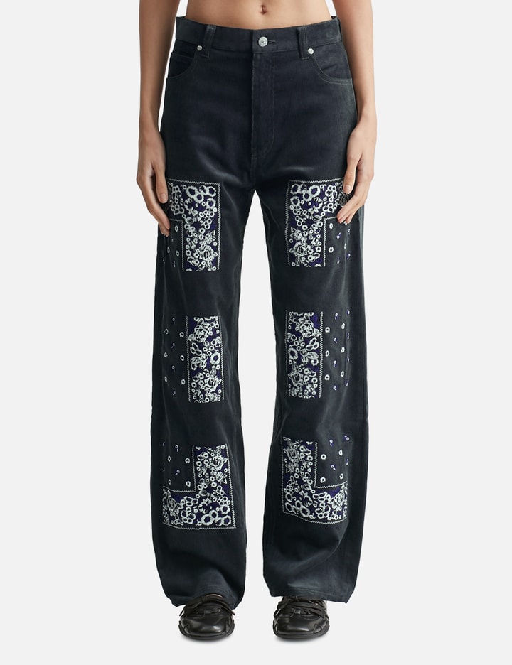 Bandana Embroidery Corduroy Pants