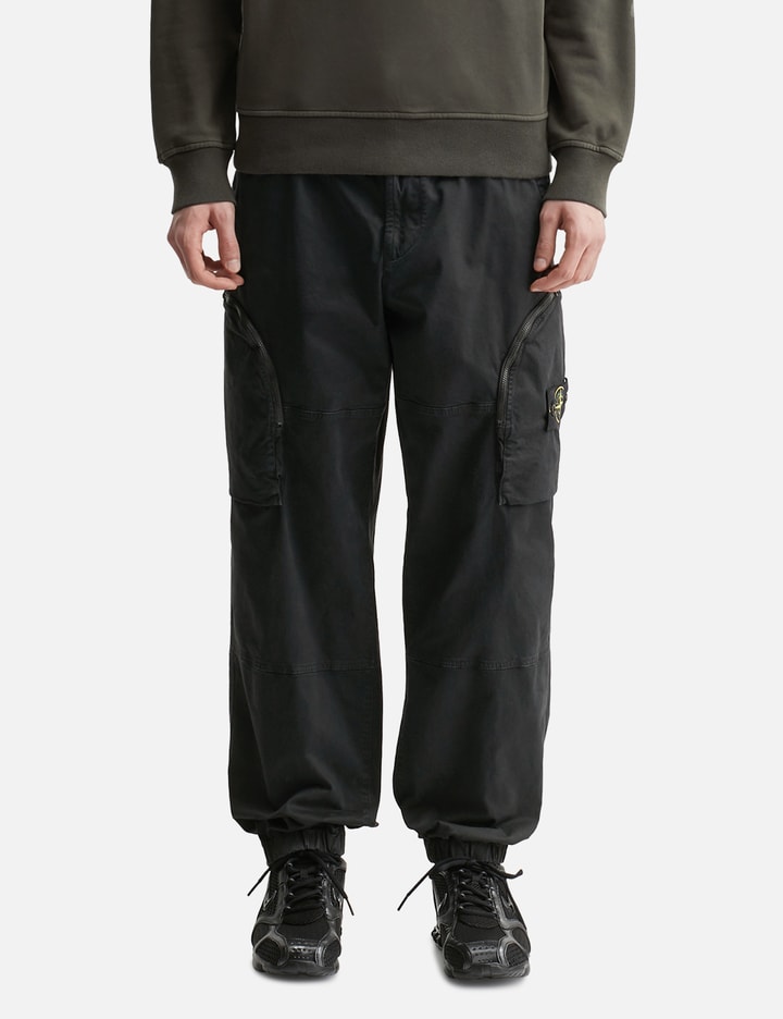 Stretch Organic Broken Twill Cotton 'Old' Effect Cargo Sweatpants