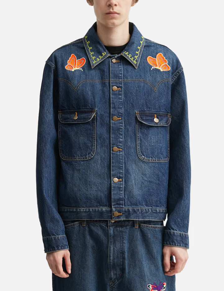 Papillon Embroidery Jean Jacket - 12oz Denim