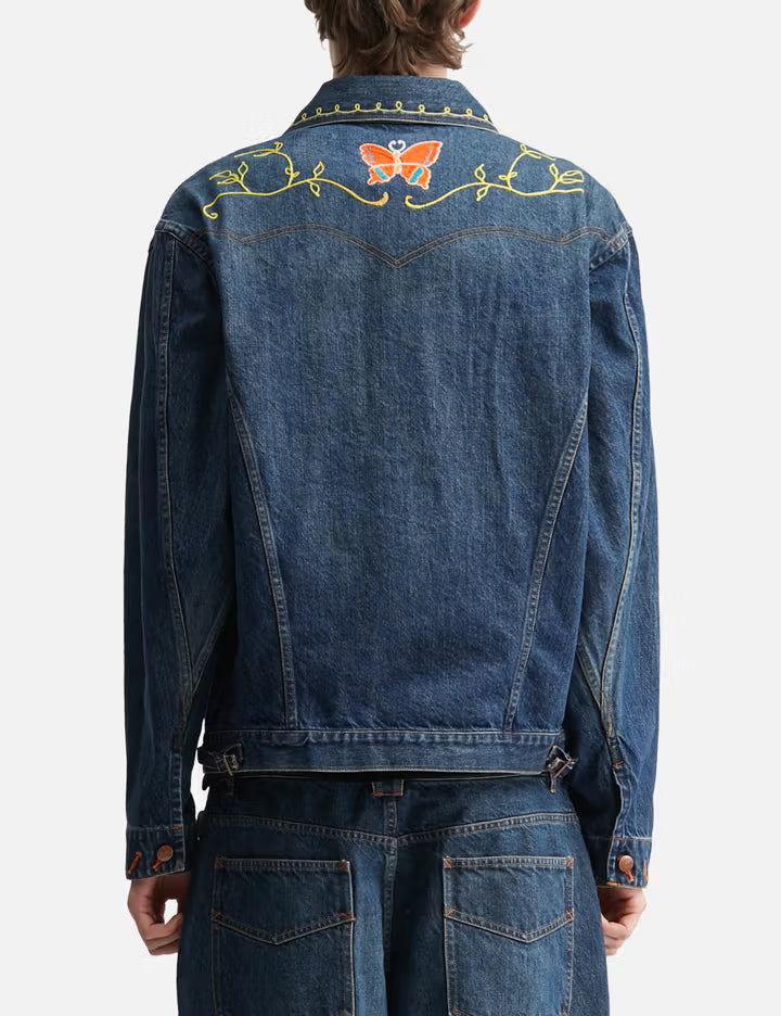 Papillon Embroidery Jean Jacket - 12oz Denim