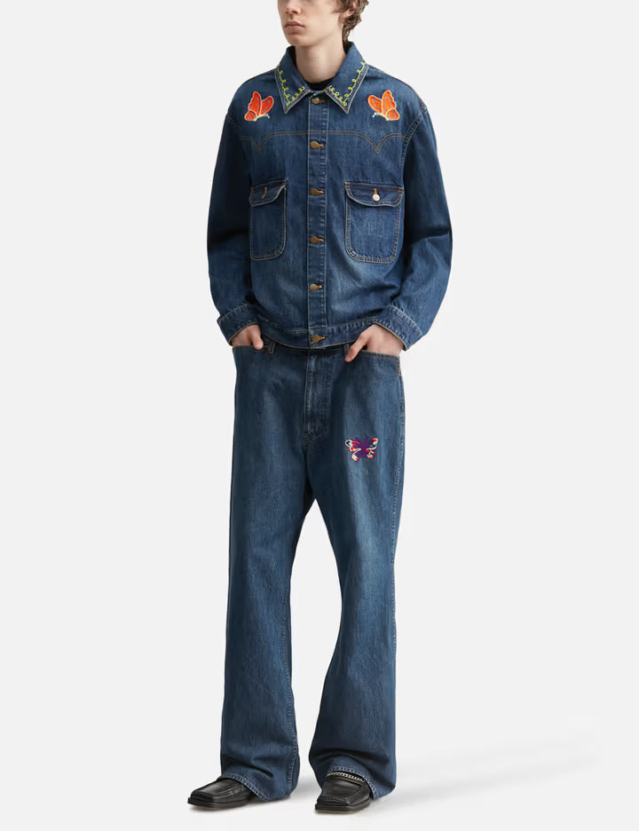Papillon Embroidery Jean Jacket - 12oz Denim