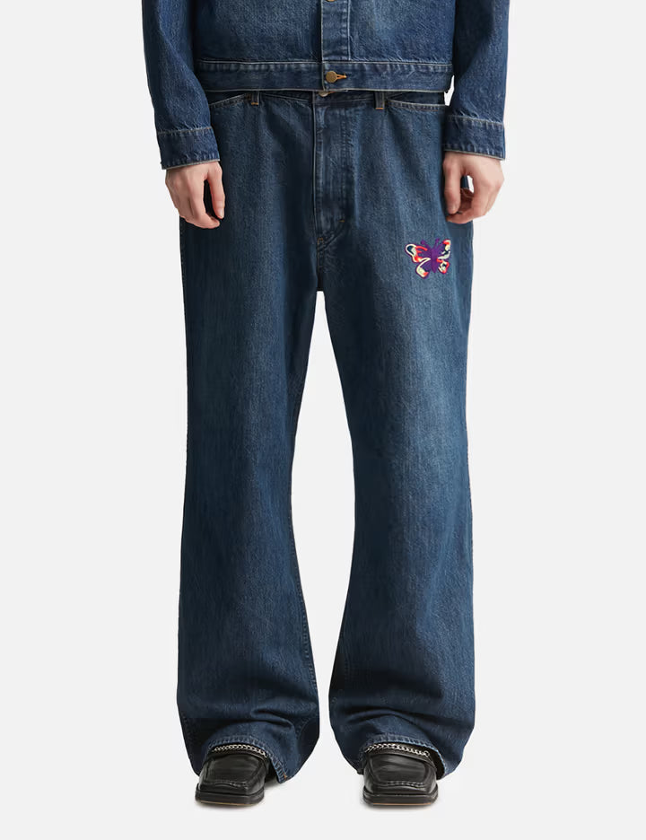 Papillon Embroidery Boot-Cut Jean - 12oz Denim