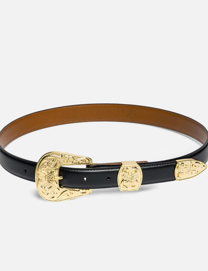 Papillon Western Tip Belt - Steer Leather