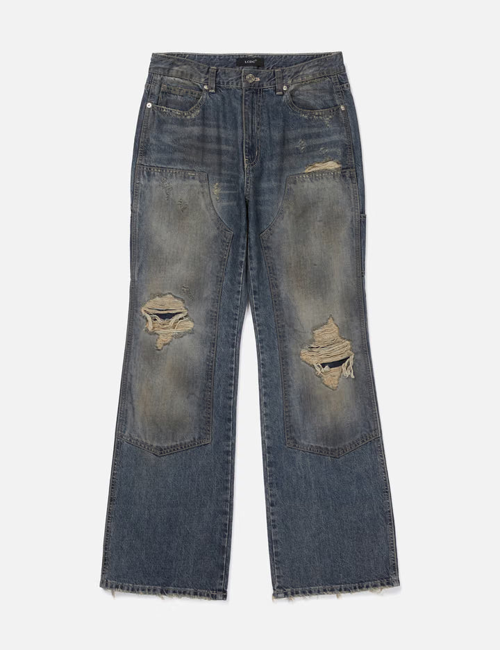 Patched Distressed Denim