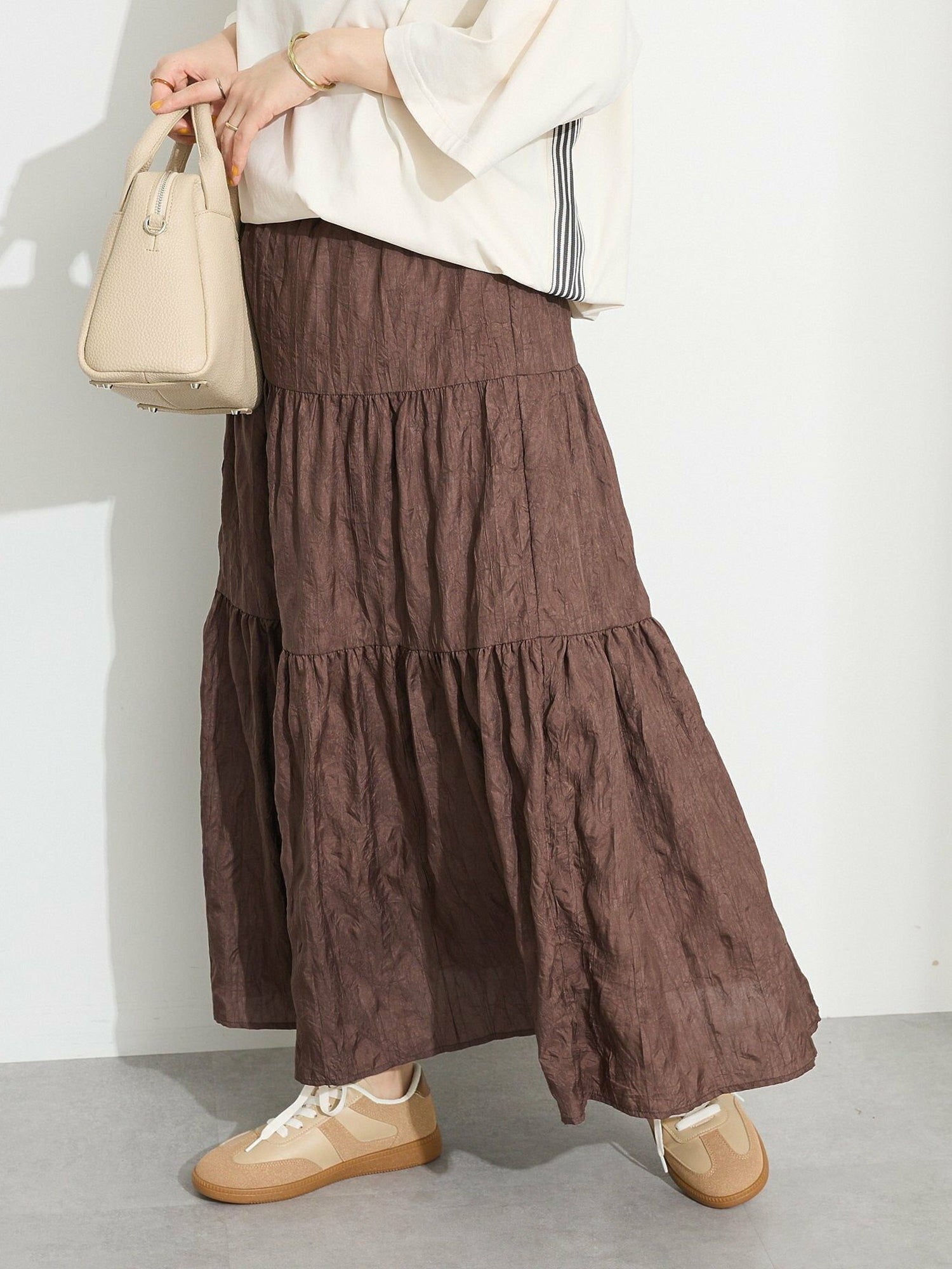 Natsuki Tiered Washer Skirt - Brown - Craft Standard Boutique