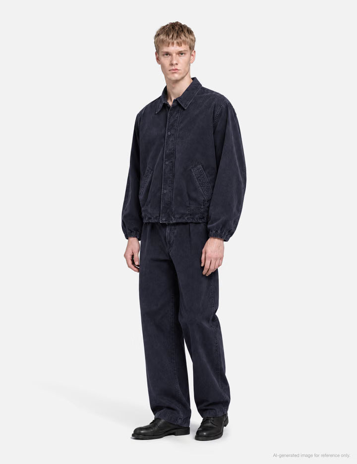 Peached Cotton Twill Garment-Dye 2 Pleated Trousers