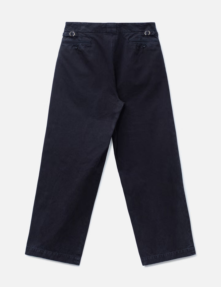 Peached Cotton Twill Garment-Dye 2 Pleated Trousers