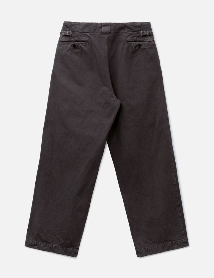 Peached Cotton Twill Garment-Dye 2 Pleated Trousers
