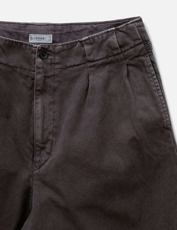 Peached Cotton Twill Garment-Dye 2 Pleated Trousers
