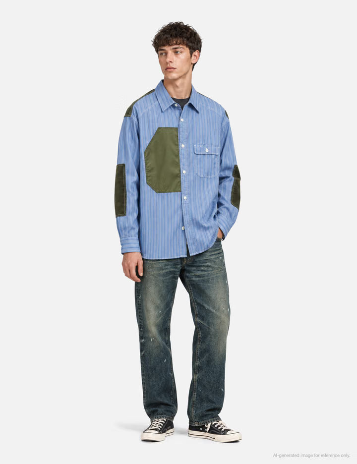 Striped Patch Detail Shirt