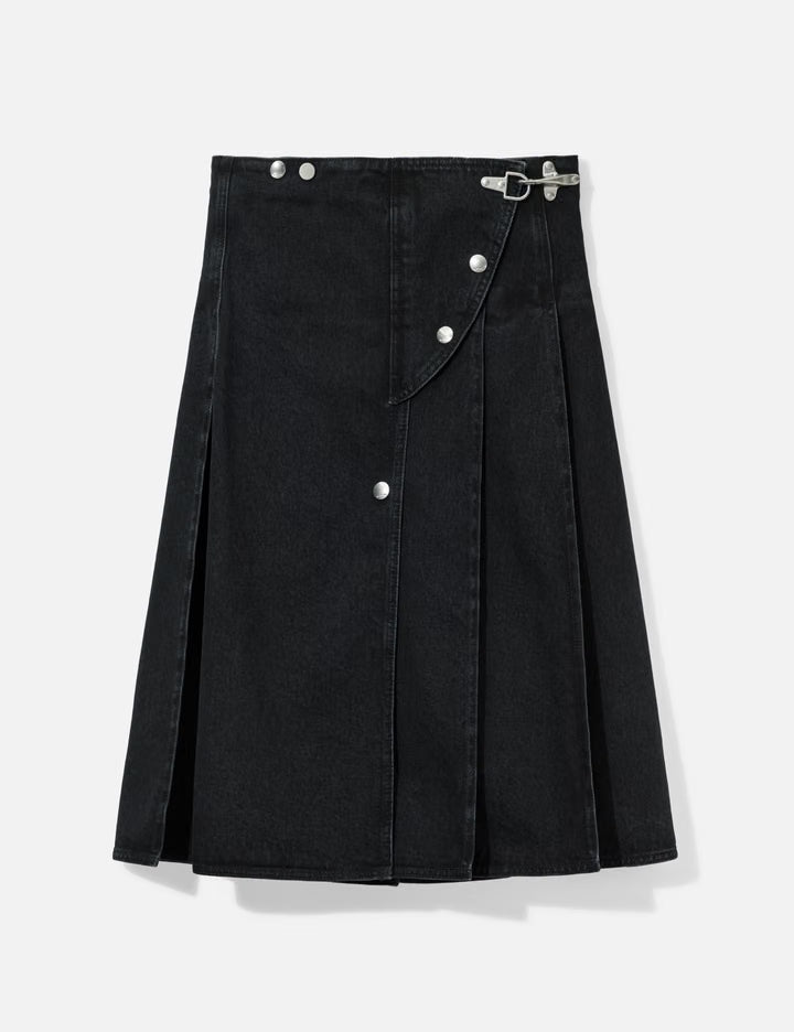 Pleated Denim Skirt