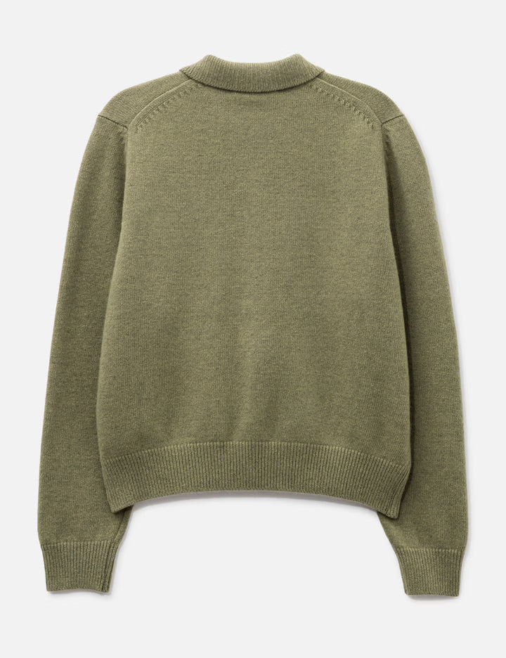 Pocket Collar Knit In Khaki