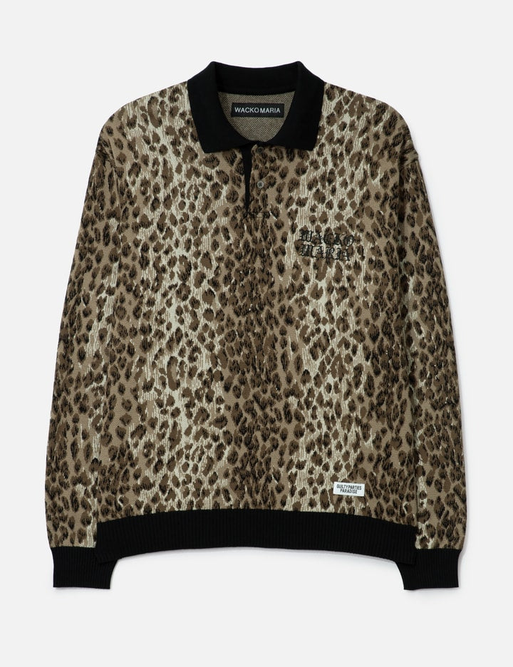 Leopard Jacquard Knit Polo Shirt