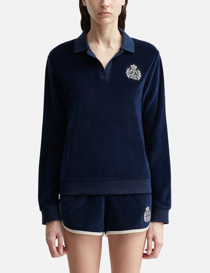 NY Crest Longsleeve Velour Polo