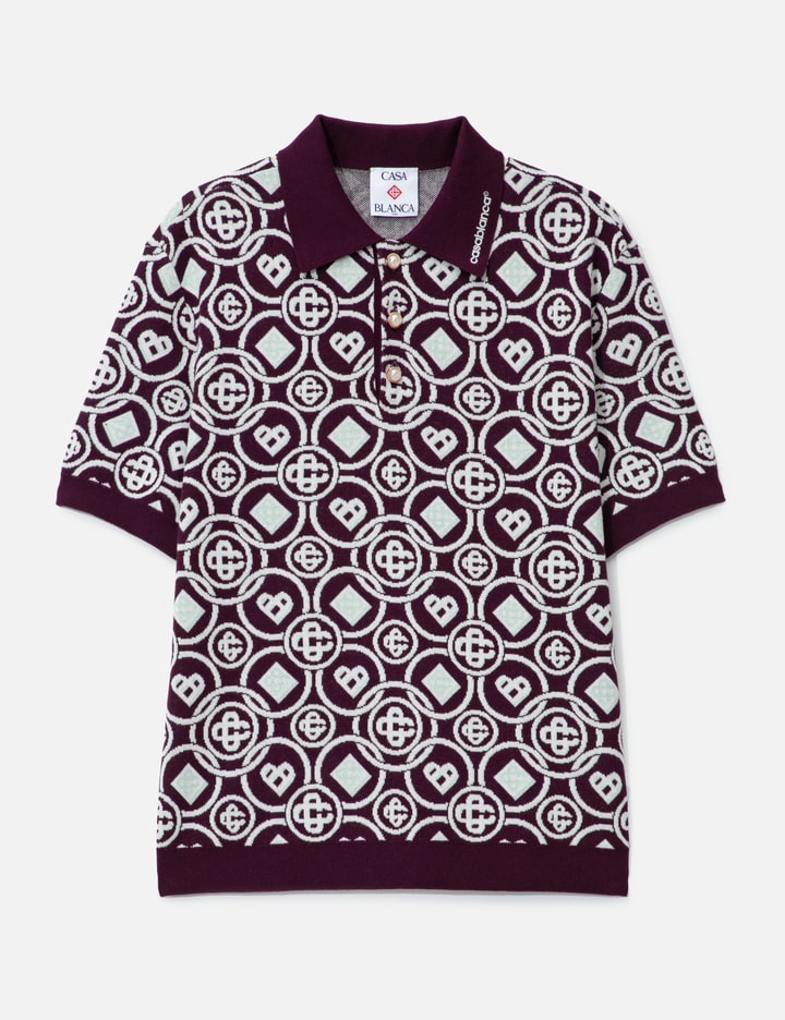 Monogram Cotton Knit Polo Shirt