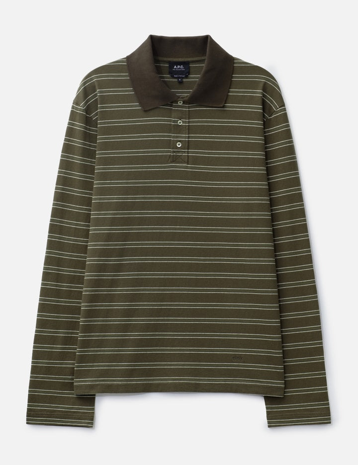 Long-Sleeve Striped Polo Shirt