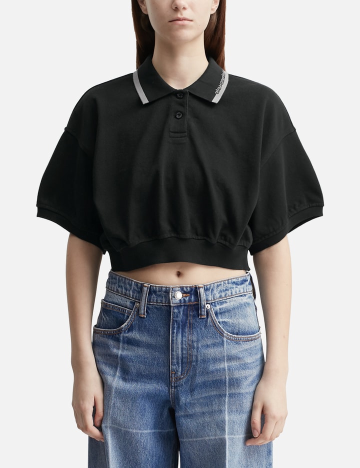 Cropped Cinched Cotton Polo