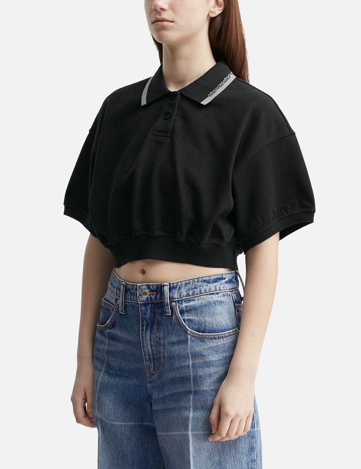 Cropped Cinched Cotton Polo