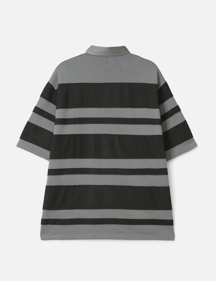 Grey Cotton Ami De Coeur Stiped Polo