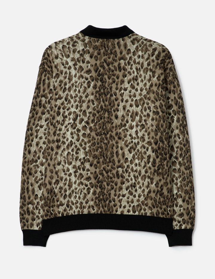 Leopard Jacquard Knit Polo Shirt