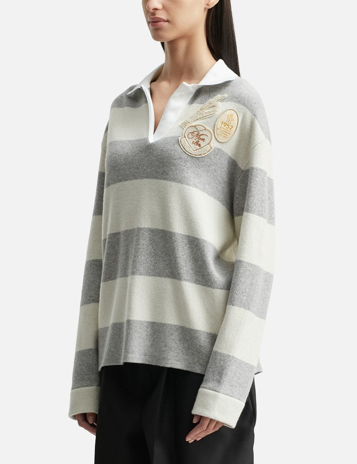 Striped Long Sleeve Wool Polo Shirt