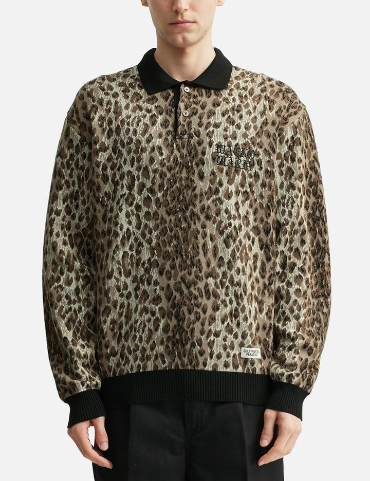Leopard Jacquard Knit Polo Shirt