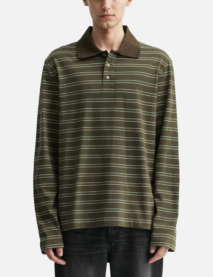 Long-Sleeve Striped Polo Shirt
