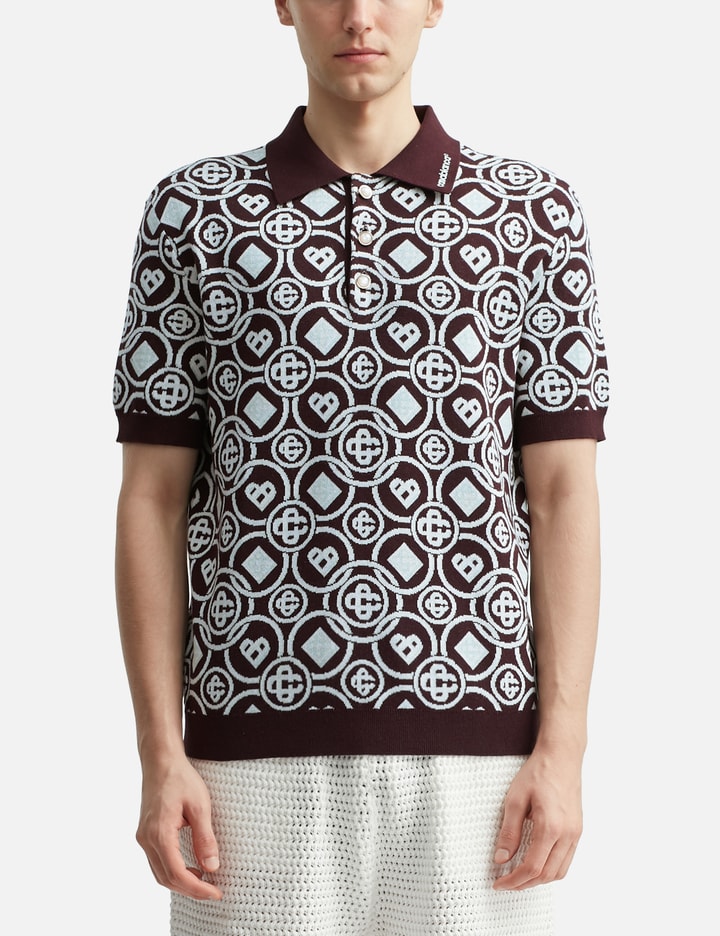 Monogram Cotton Knit Polo Shirt