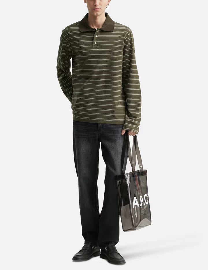 Long-Sleeve Striped Polo Shirt