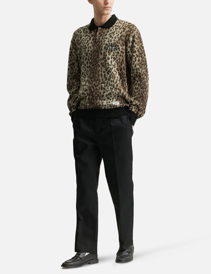 Leopard Jacquard Knit Polo Shirt